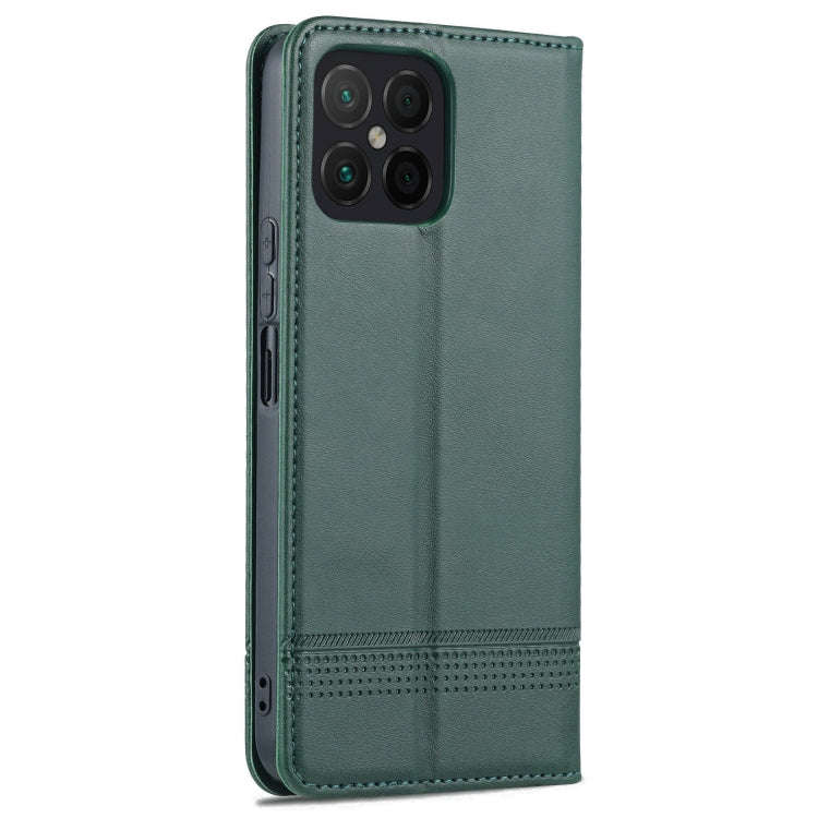 For Honor X8 / X30i AZNS Magnetic Calf Texture Flip Leather Phone Case(Dark Green)