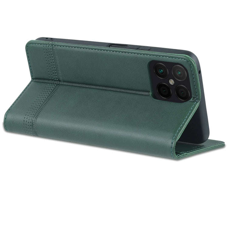For Honor X8 / X30i AZNS Magnetic Calf Texture Flip Leather Phone Case(Dark Green)