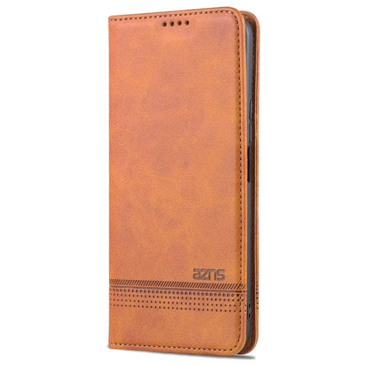 For Honor X8 / X30i AZNS Magnetic Calf Texture Flip Leather Phone Case(Light Brown)