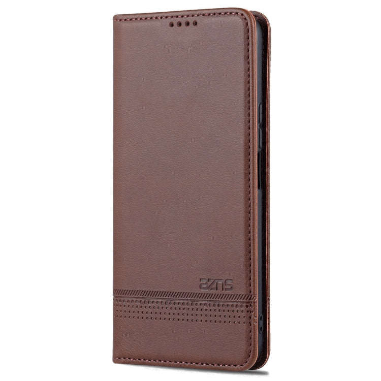 For Honor X8 / X30i AZNS Magnetic Calf Texture Flip Leather Phone Case(Dark Brown)
