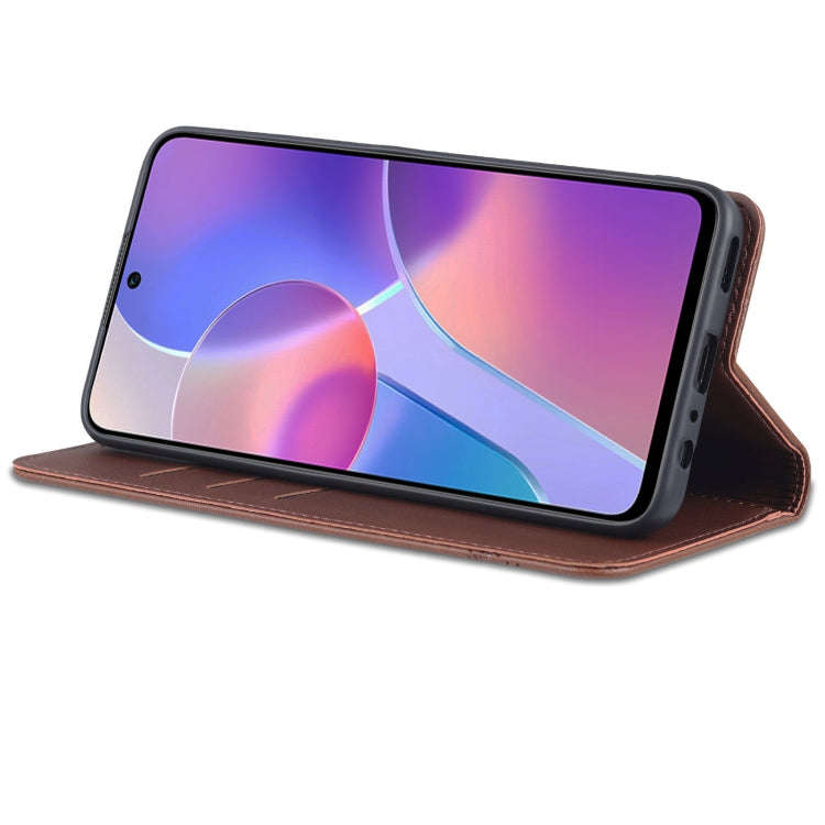 For Honor X8 / X30i AZNS Magnetic Calf Texture Flip Leather Phone Case(Dark Brown)