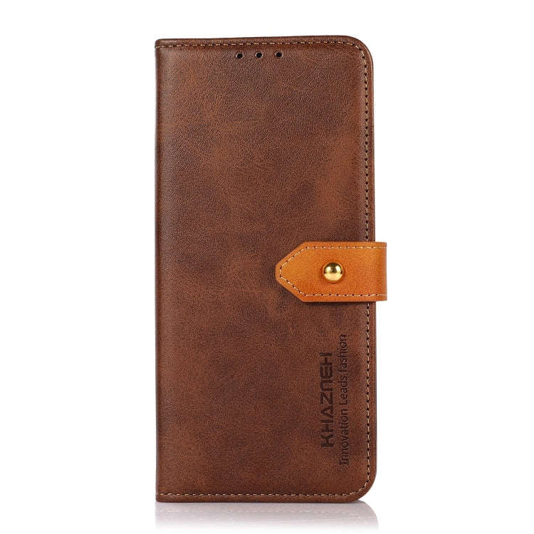 For Motorola Moto G52 4G KHAZNEH Dual-color Cowhide Texture Flip Leather Phone Case(Brown)