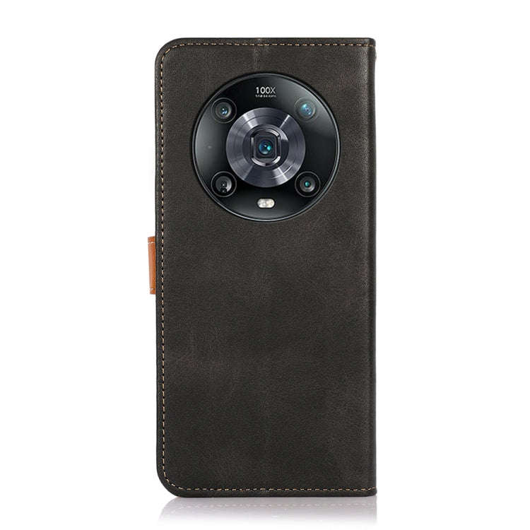 For Honor Magic4 Pro KHAZNEH Dual-color Cowhide Texture Flip Leather Phone Case(Black)