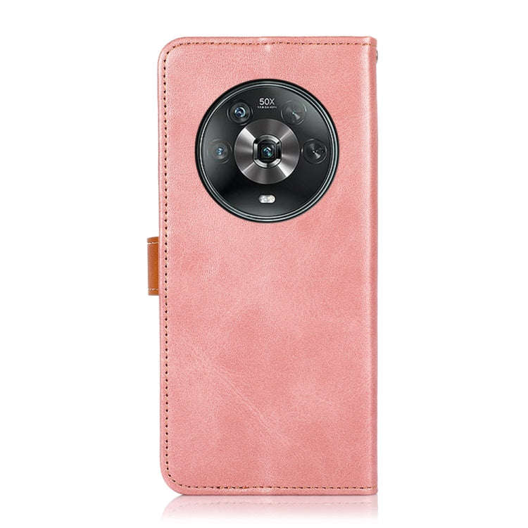 For Honor Magic4 KHAZNEH Dual-color Cowhide Texture Flip Leather Phone Case(Rose Gold)