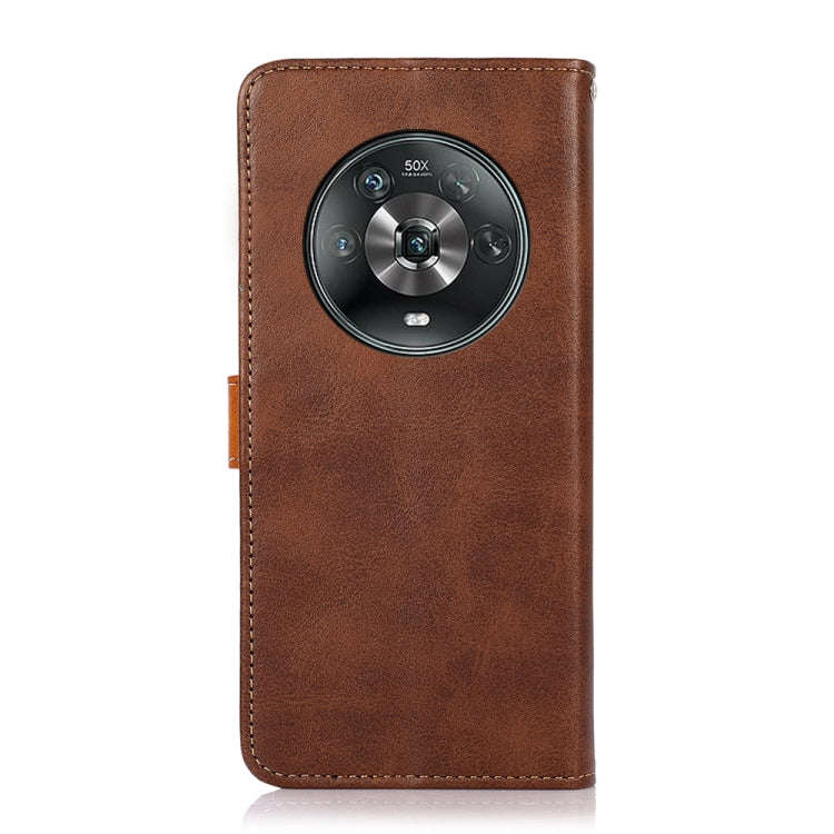 For Honor Magic4 KHAZNEH Dual-color Cowhide Texture Flip Leather Phone Case(Brown)