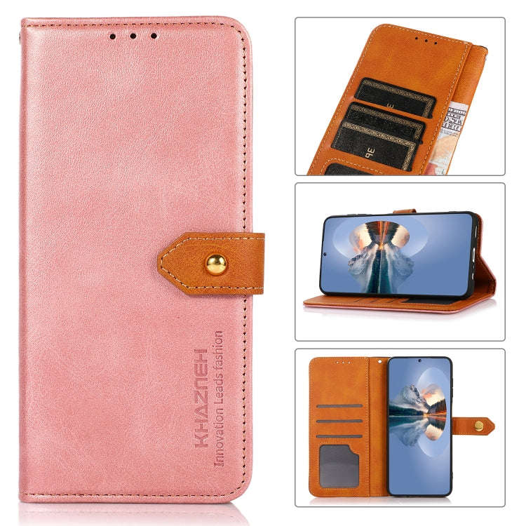 For Honor X8 / 30i / Play6T Pro KHAZNEH Dual-color Cowhide Texture Flip Leather Phone Case(Rose G...