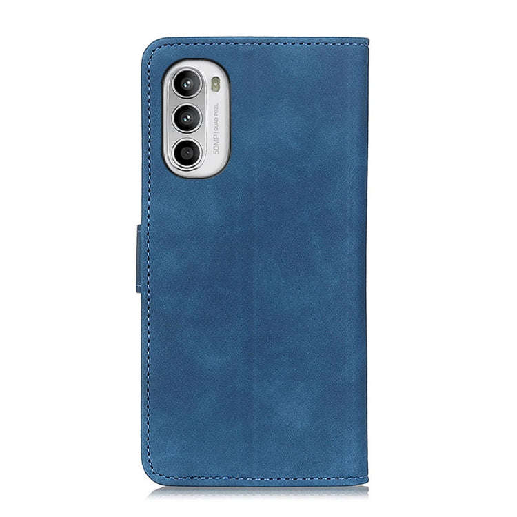 For Motorola Moto G52 4G KHAZNEH Retro Texture Flip Leather Phone Case(Blue)
