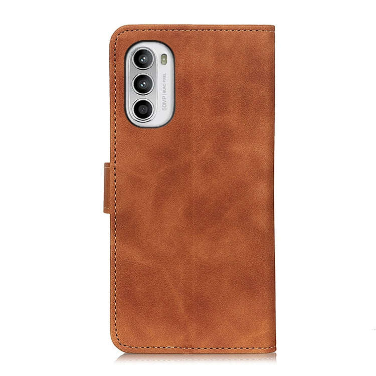 For Motorola Moto G52 4G KHAZNEH Retro Texture Flip Leather Phone Case(Brown)