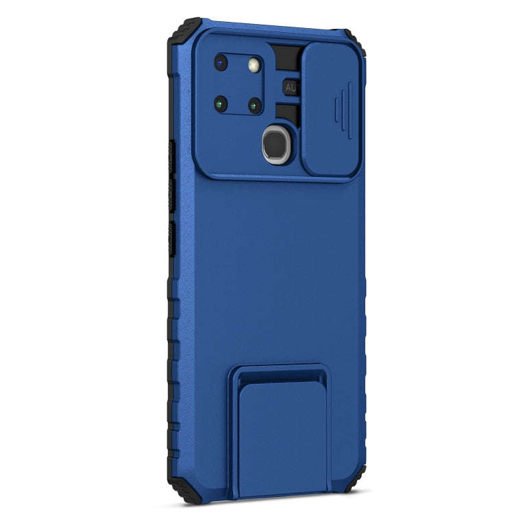 For Infinix Smart 6 Stereoscopic Holder Sliding Camshield Phone Case(Blue)