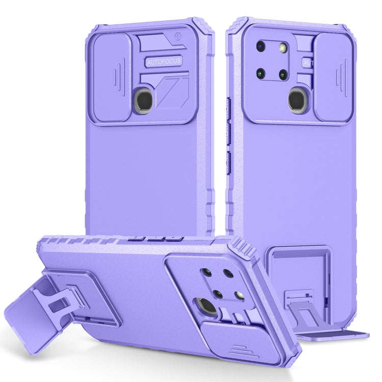 For Infinix Smart 6 Stereoscopic Holder Sliding Camshield Phone Case(Purple)