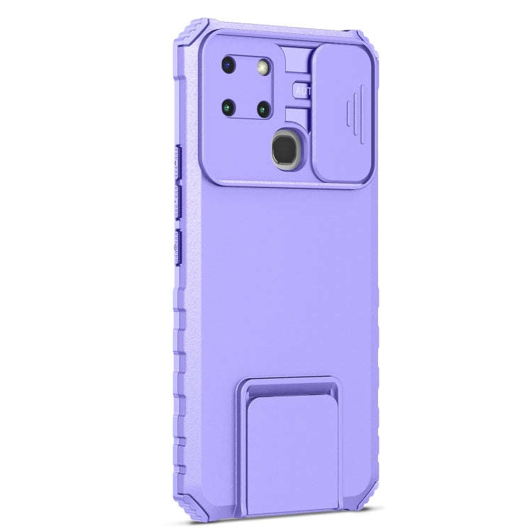 For Infinix Smart 6 Stereoscopic Holder Sliding Camshield Phone Case(Purple)