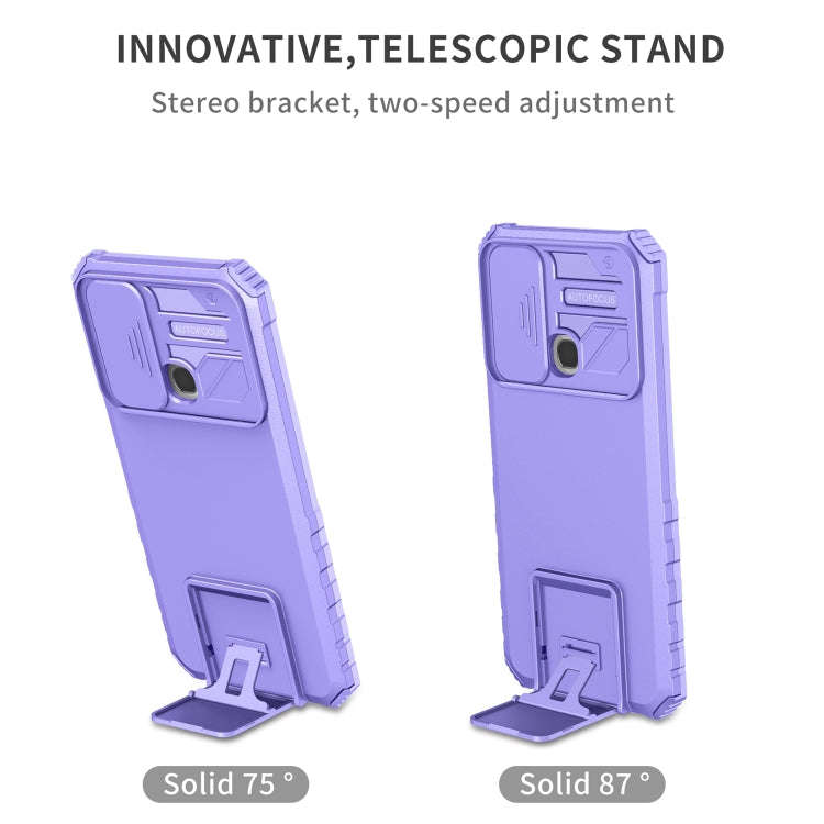 For Infinix Smart 6 Stereoscopic Holder Sliding Camshield Phone Case(Purple)