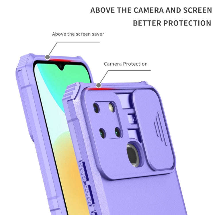 For Infinix Smart 6 Stereoscopic Holder Sliding Camshield Phone Case(Purple)