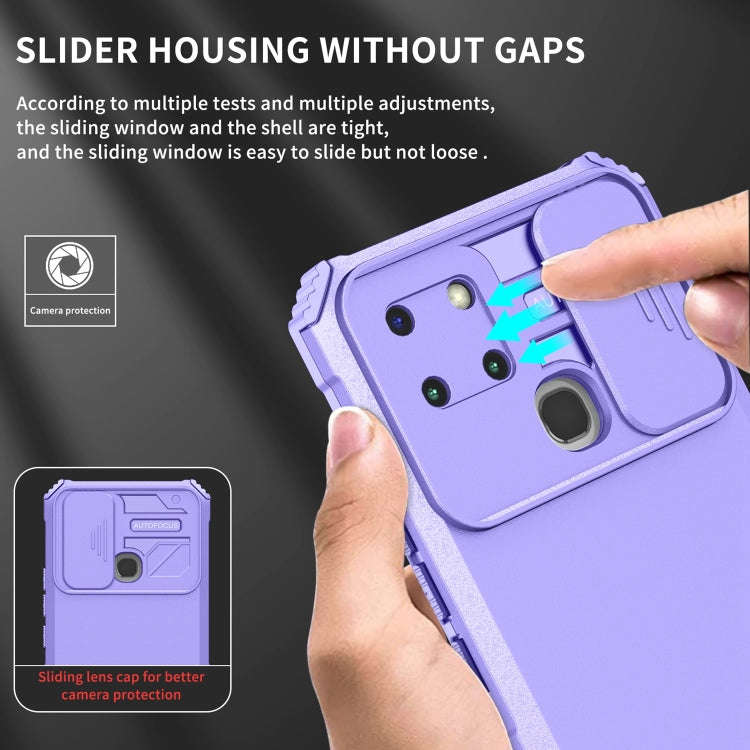 For Infinix Smart 6 Stereoscopic Holder Sliding Camshield Phone Case(Purple)