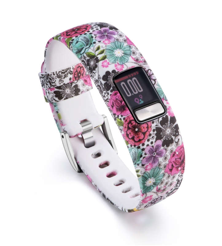For Garmin Vivofit 4 Gloss & Color Integrated Silicone Watch Band(Stick Flower)