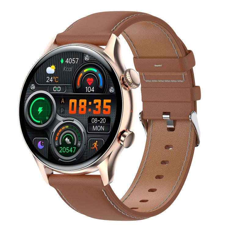 HK8Pro 1.36 inch AMOLED Screen Leather Strap Smart Watch, Support NFC Function / Blood Oxygen Mon...