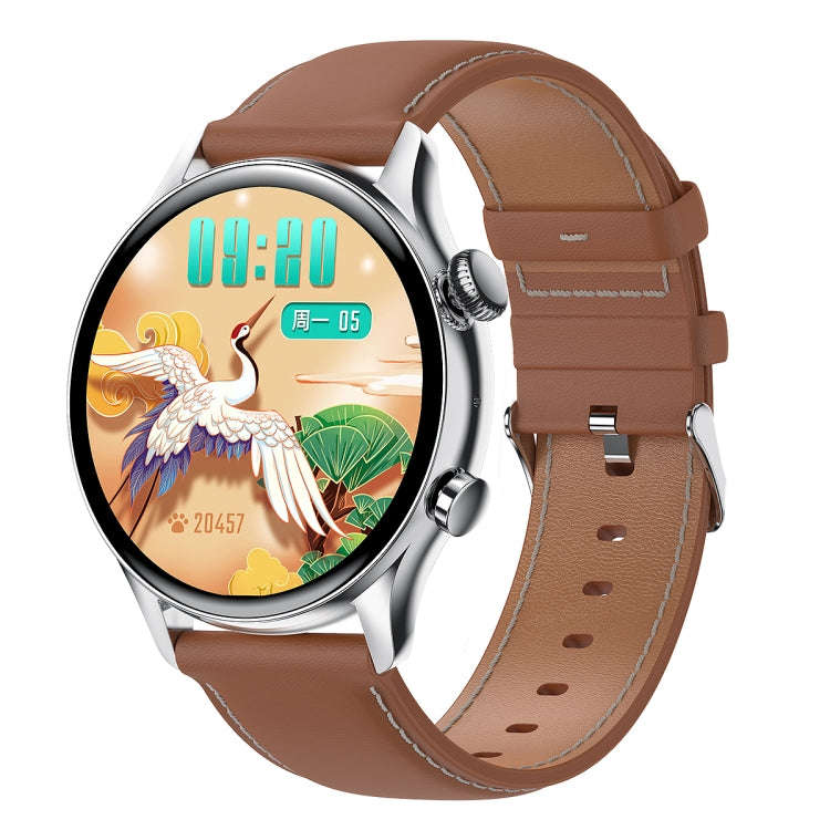 HK8Pro 1.36 inch AMOLED Screen Leather Strap Smart Watch, Support NFC Function / Blood Oxygen Mon...