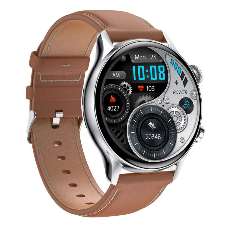 HK8Pro 1.36 inch AMOLED Screen Leather Strap Smart Watch, Support NFC Function / Blood Oxygen Mon...