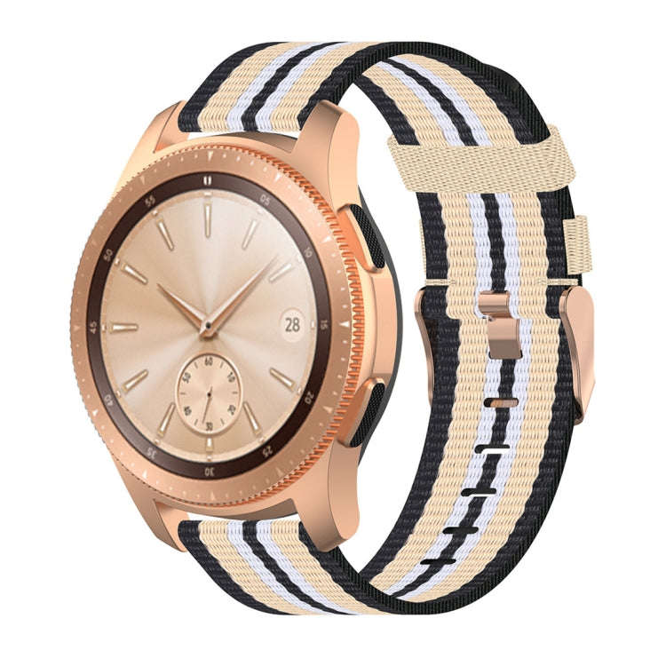 For Galaxy Watch 42mm Nylon Canvas Watch Band(Black Beige)