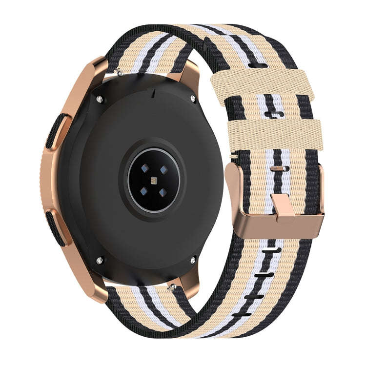 For Galaxy Watch 42mm Nylon Canvas Watch Band(Black Beige)