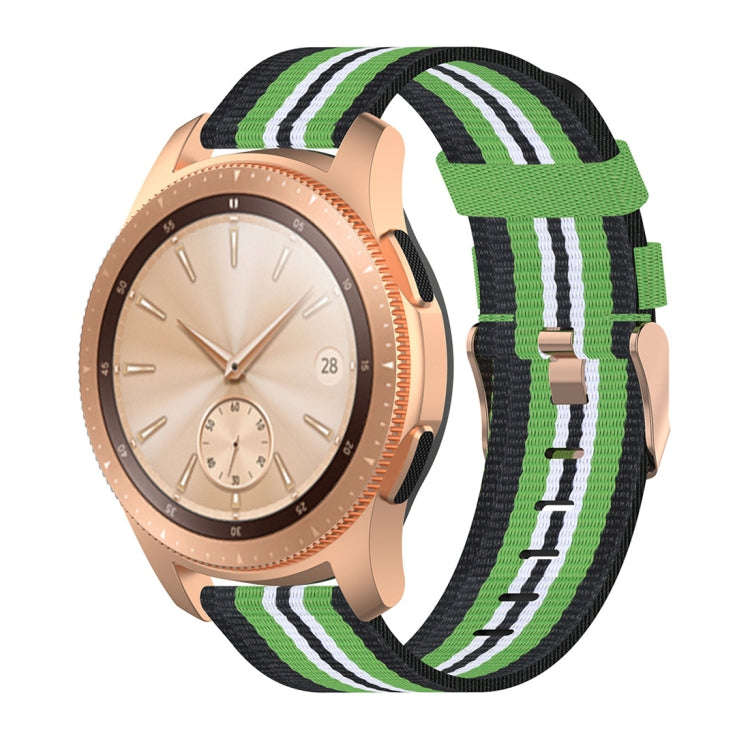 For Galaxy Watch 42mm Nylon Canvas Watch Band(Black Lime)