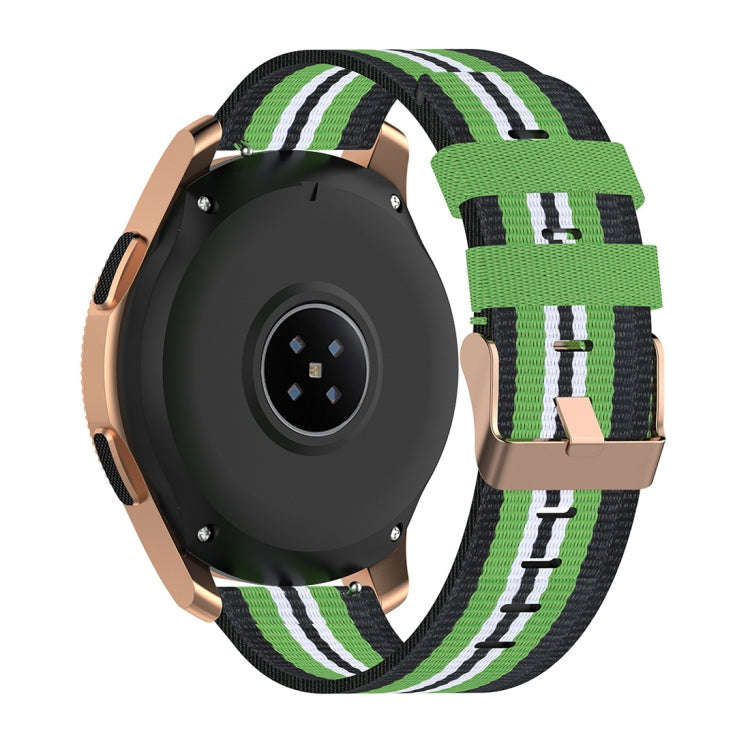For Galaxy Watch 42mm Nylon Canvas Watch Band(Black Lime)