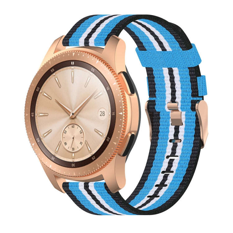 For Galaxy Watch 42mm Nylon Canvas Watch Band(Black Sky Blue)