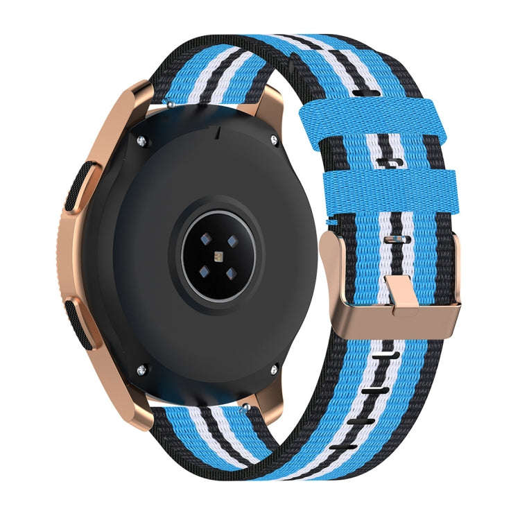 For Galaxy Watch 42mm Nylon Canvas Watch Band(Black Sky Blue)