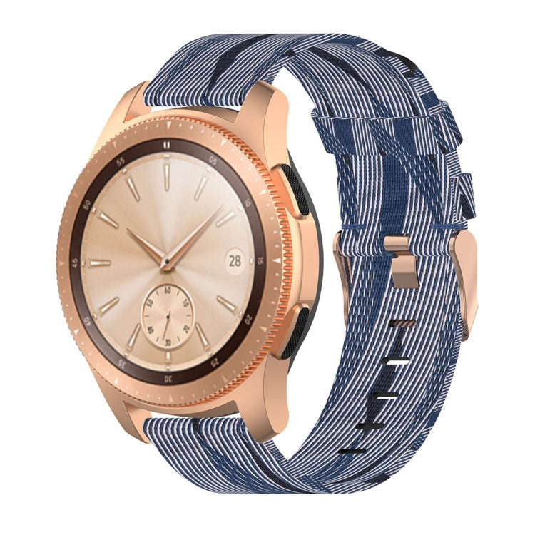 For Galaxy Watch 42mm Nylon Canvas Watch Band(Blue White Stripes)