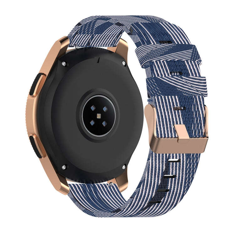 For Galaxy Watch 42mm Nylon Canvas Watch Band(Blue White Stripes)