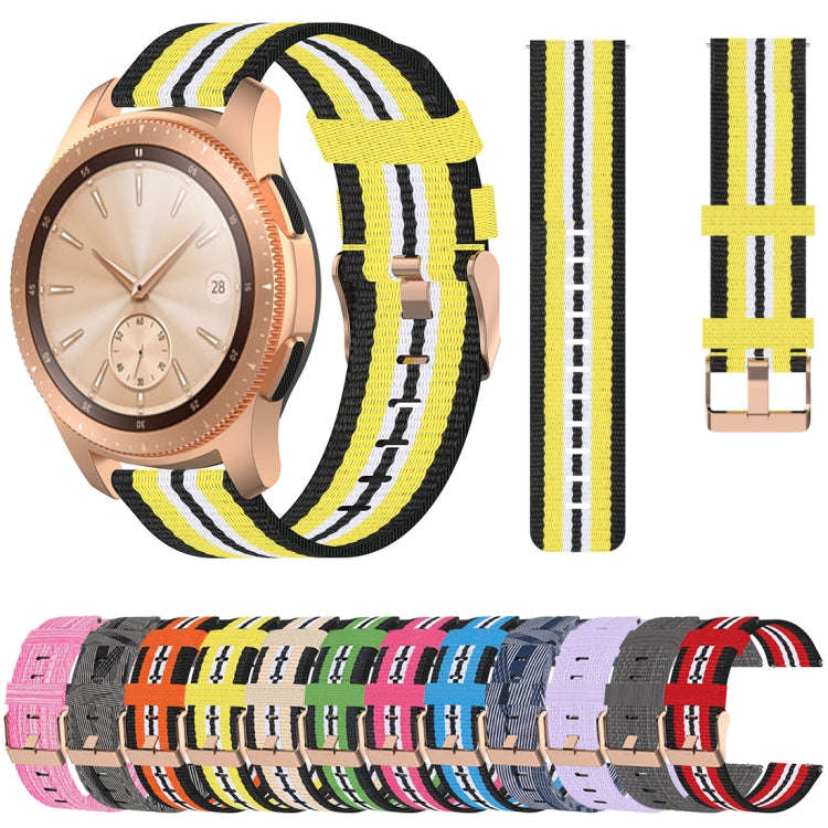 For Galaxy Watch 42mm Nylon Canvas Watch Band(Black Sky Blue)