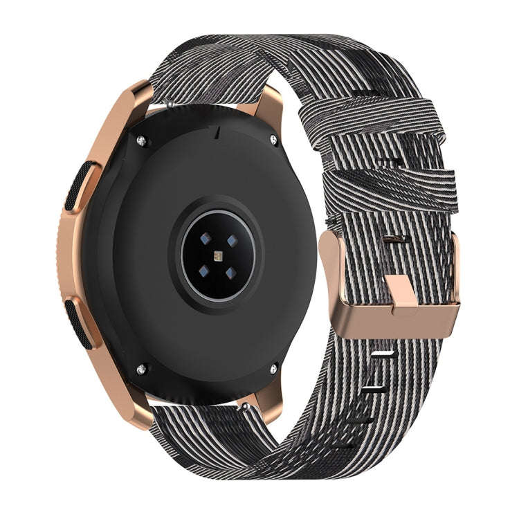 For Galaxy Watch 46mm Nylon Canvas Watch Band(Black White Stripes)