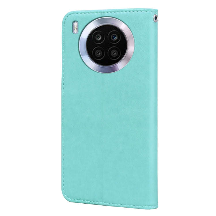 For Huawei nova 8i Rose Embossed Leather Phone Case(Green)