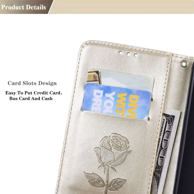 For Honor X8 Rose Embossed Leather Phone Case(Gold)