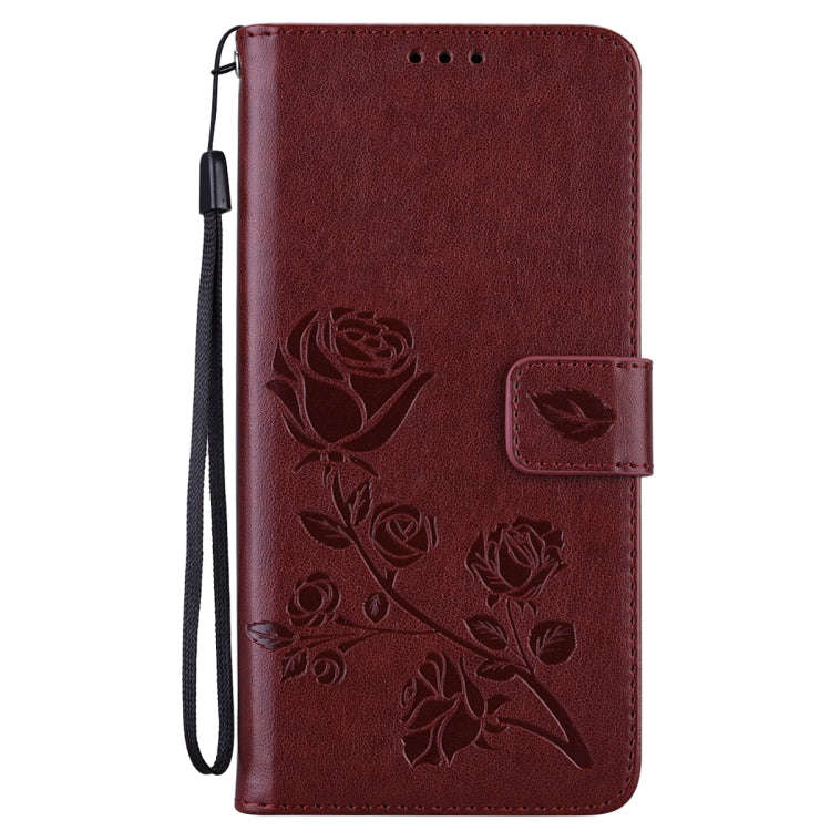 For Honor X8 Rose Embossed Leather Phone Case(Brown)
