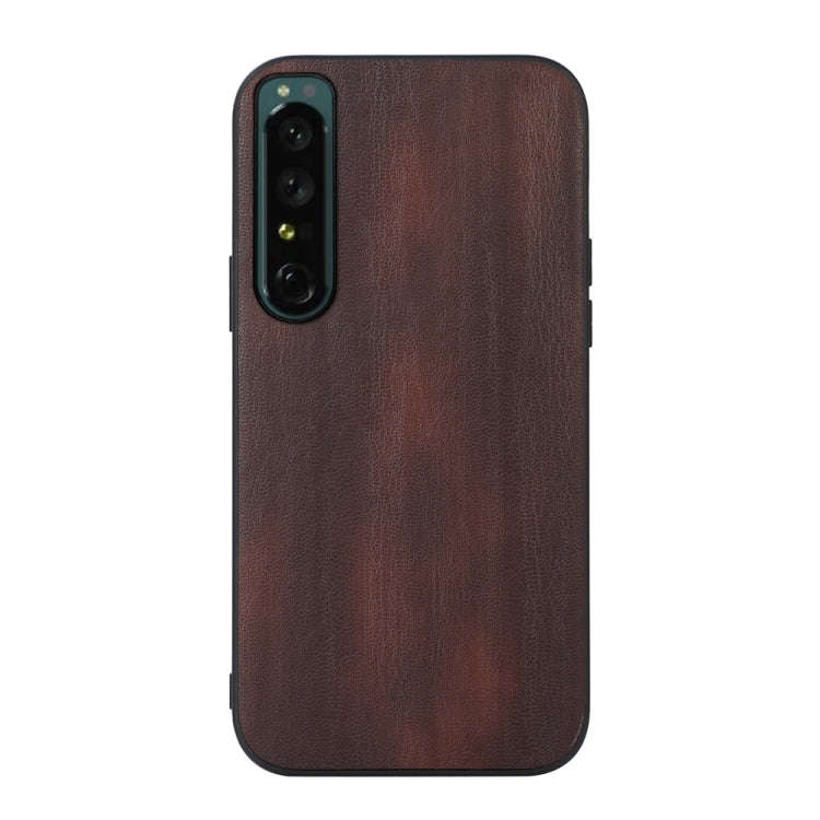 For Sony Xperia 1 IV Yellow Cow Texture PU Phone Case(Coffee)