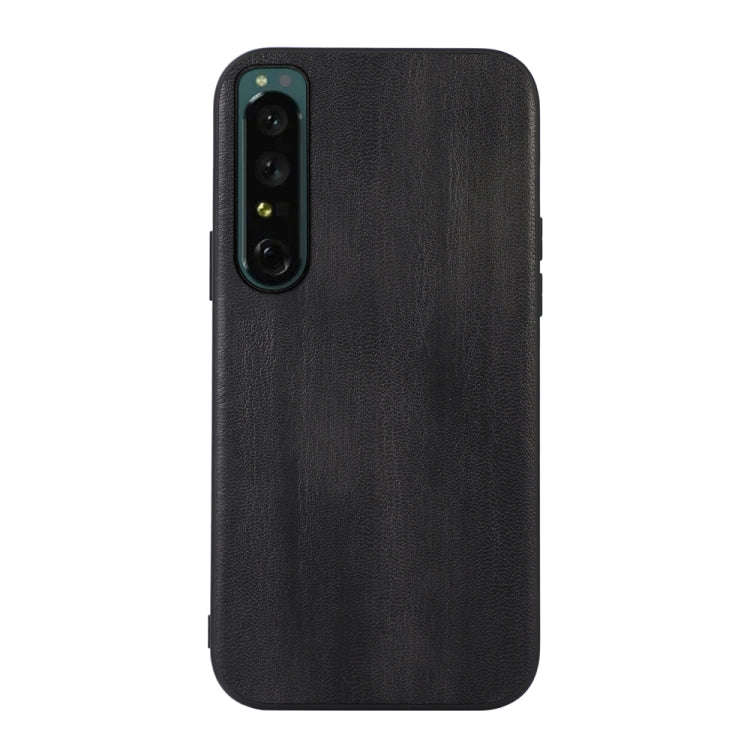 For Sony Xperia 1 IV Yellow Cow Texture PU Phone Case(Black)