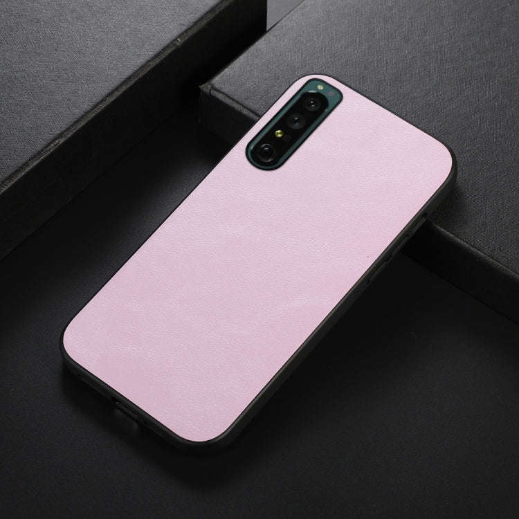 For Sony Xperia 1 IV Cowhide Texture PU Phone Case(Pink)