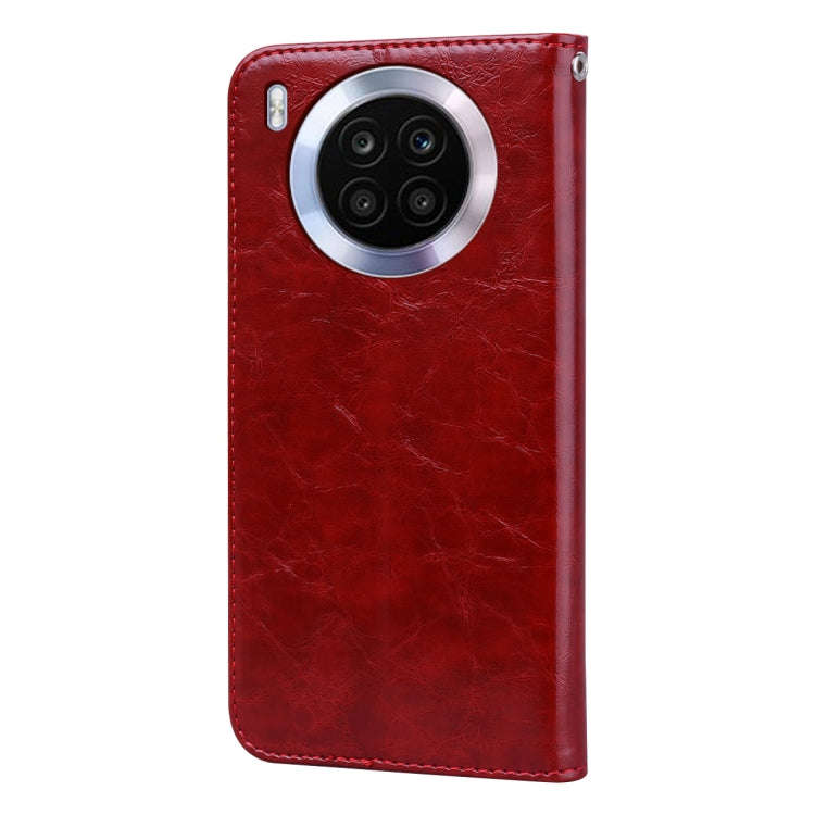 For Huawei nova 8i Oil Wax Texture Leather Phone Case(Red)