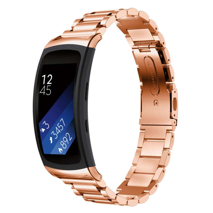 For Galaxy Gear Fit 2 & R360 Three Pearl Steel Watch Band(Rose Gold)