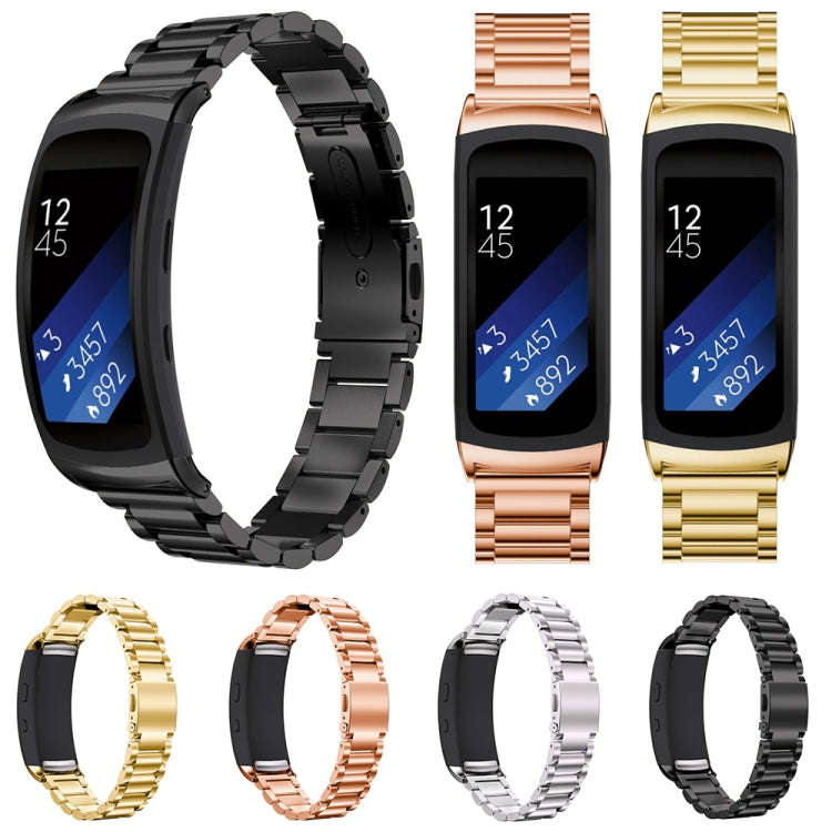 For Galaxy Gear Fit 2 & R360 Three Pearl Steel Watch Band(Golden)