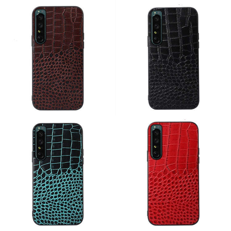 For Sony Xperia 1 IV Crocodile Texture Genuine Leather Phone Case(Red)