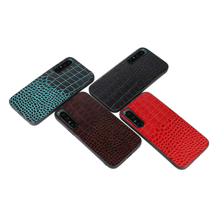 For Sony Xperia 1 IV Crocodile Texture Genuine Leather Phone Case(Red)