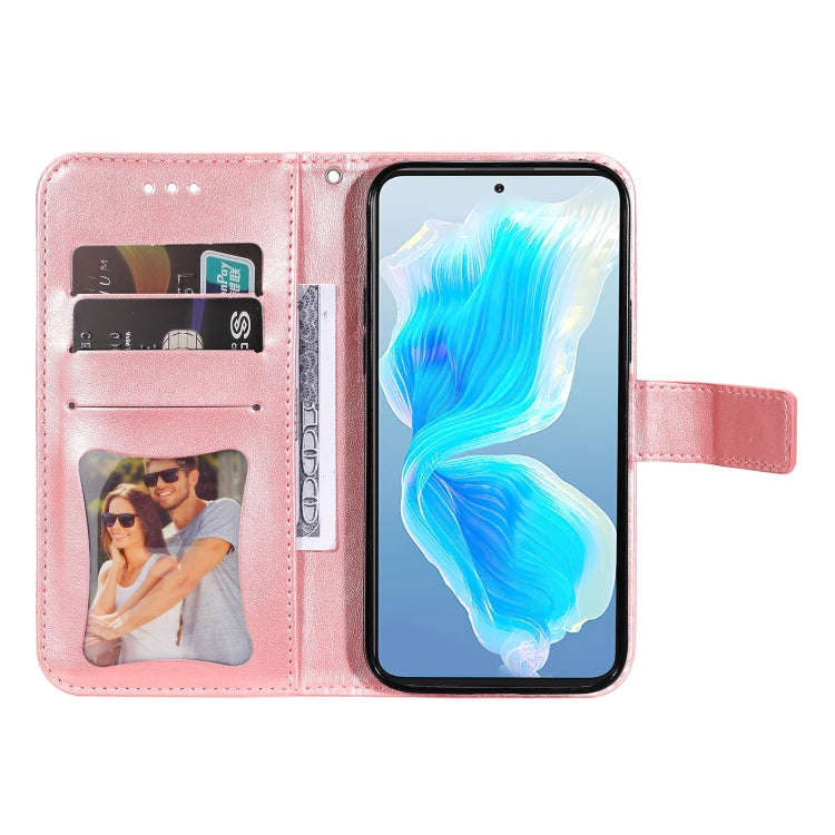 For Tecno Camon 18 Premier 7-petal Flowers Embossed Flip Leather Phone Case(Rose Gold)