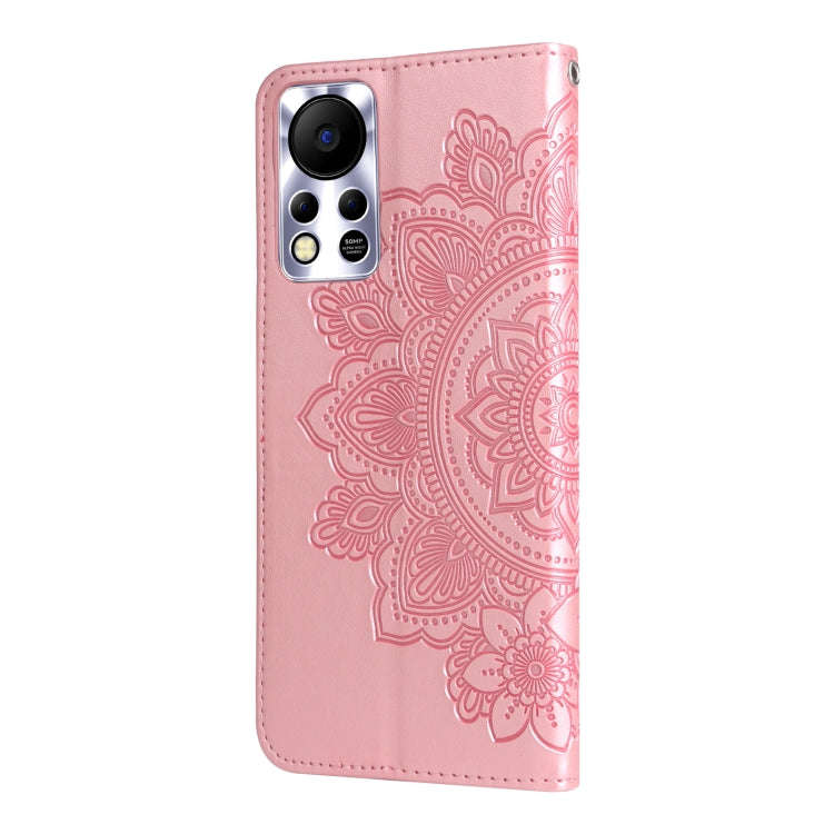 For Infinix Hot 11S NFC 7-petal Flowers Embossed Flip Leather Phone Case(Rose Gold)