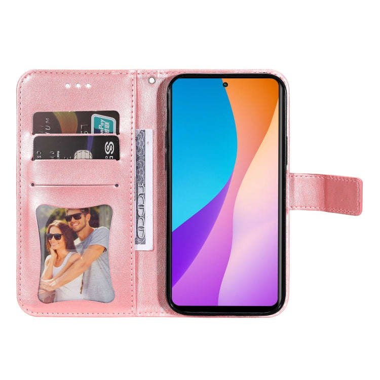 For Infinix Hot 11S NFC 7-petal Flowers Embossed Flip Leather Phone Case(Rose Gold)