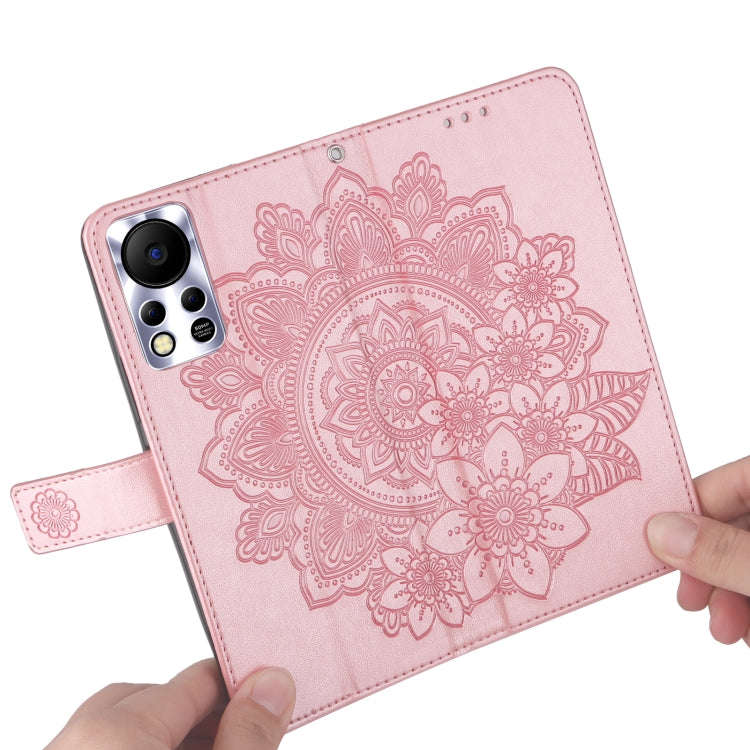 For Infinix Hot 11S NFC 7-petal Flowers Embossed Flip Leather Phone Case(Rose Gold)