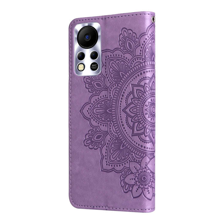 For Infinix Hot 11S NFC 7-petal Flowers Embossed Flip Leather Phone Case(Light Purple)