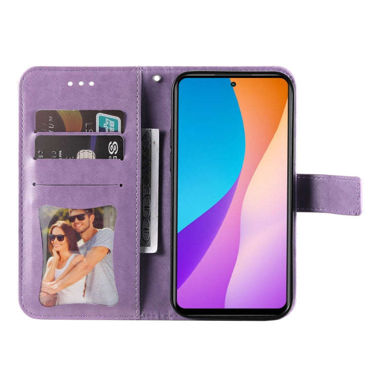For Infinix Hot 11S NFC 7-petal Flowers Embossed Flip Leather Phone Case(Light Purple)