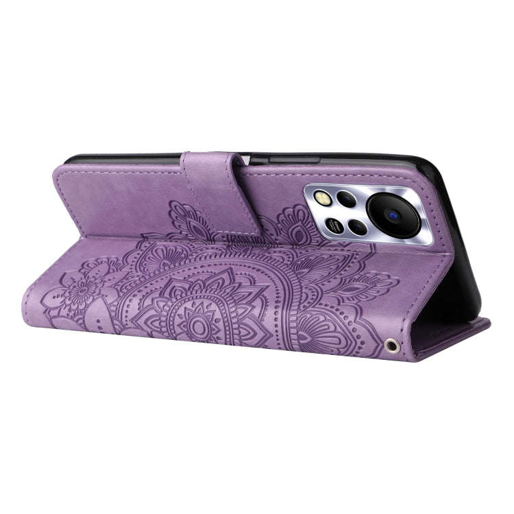 For Infinix Hot 11S NFC 7-petal Flowers Embossed Flip Leather Phone Case(Light Purple)